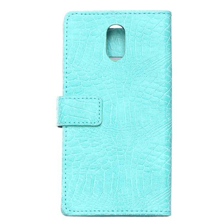 Crocodile Texture Leather Card Holder Shell for Lenovo Vibe P1m - Cyan