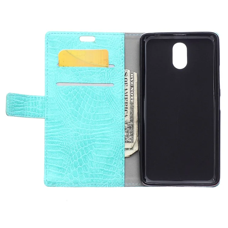 Crocodile Texture Leather Card Holder Shell for Lenovo Vibe P1m - Cyan