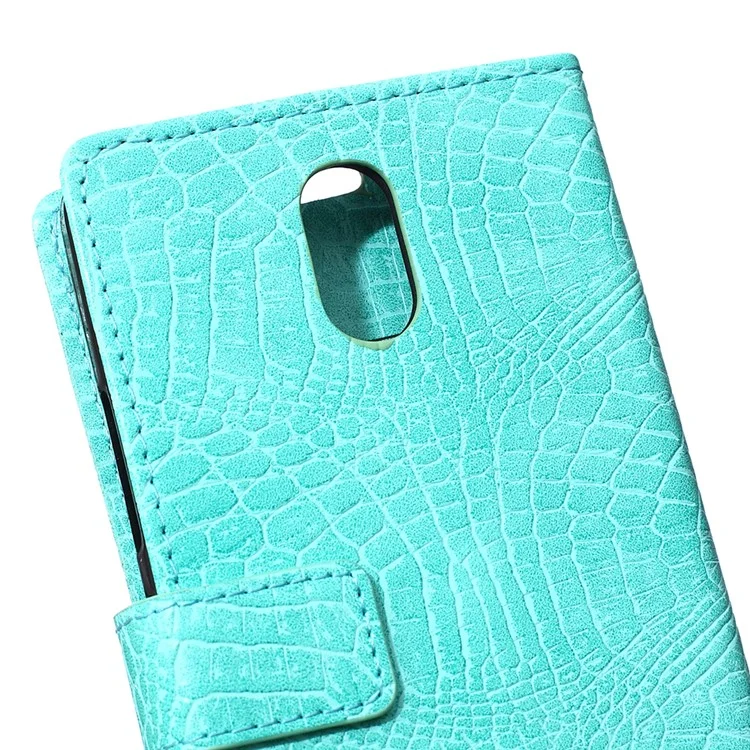 Crocodile Texture Leather Card Holder Shell for Lenovo Vibe P1m - Cyan