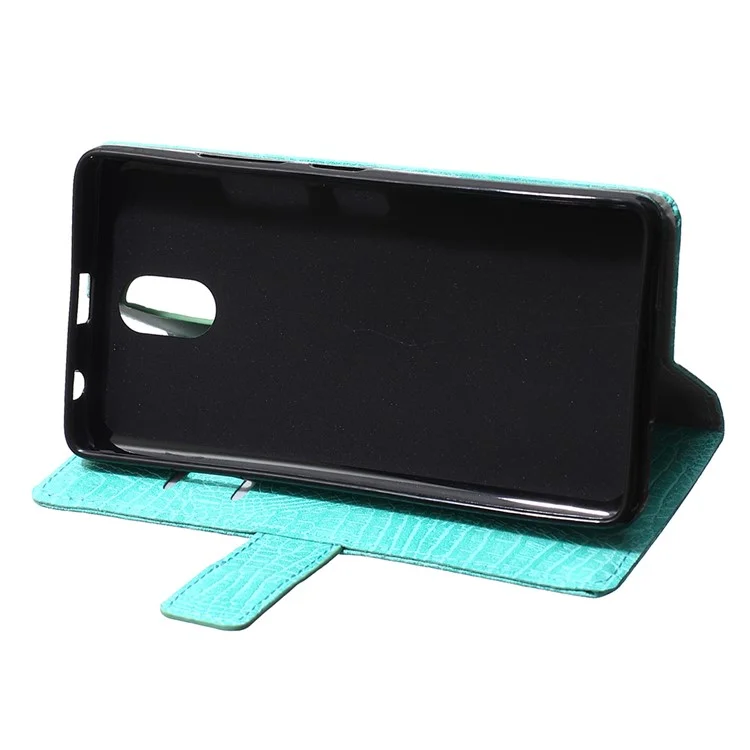 Crocodile Texture Leather Card Holder Shell for Lenovo Vibe P1m - Cyan