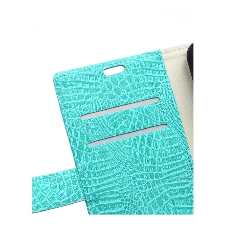 Crocodile Texture Leather Card Holder Shell for Lenovo Vibe P1m - Cyan