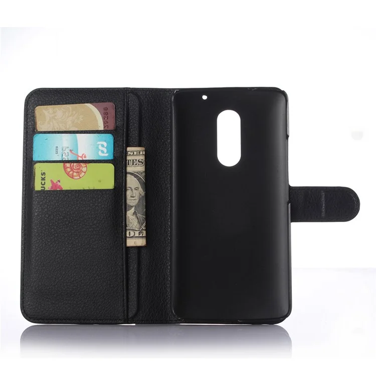 Litchi Skin Wallet Leather Stand Case for Lenovo Vibe X3 - Black