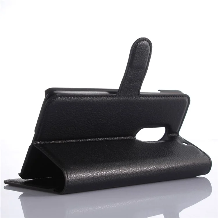 Litchi Skin Wallet Leather Stand Case for Lenovo Vibe X3 - Black