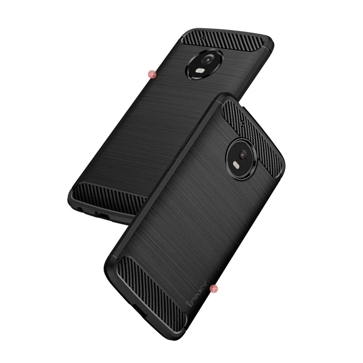 IPAKY Brushed TPU Carbon Fiber Protection Phone Case for Motorola Moto G5 - Black