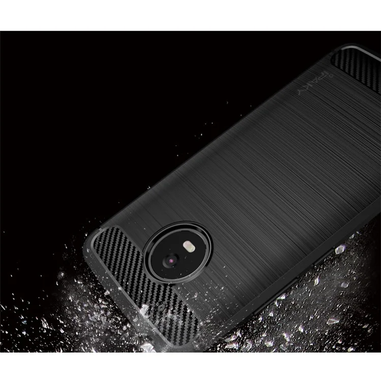 IPAKY Brushed TPU Carbon Fiber Protection Phone Case for Motorola Moto G5 - Black