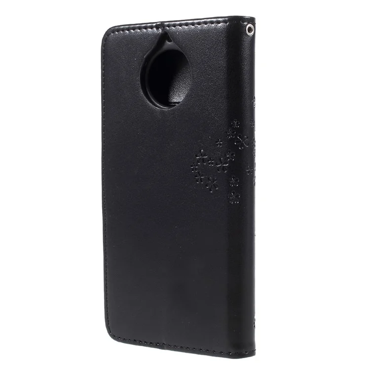 Imprint Tree Owl Magnetic Wallet PU Leather Stand Case for Motorola Moto G5S - Black