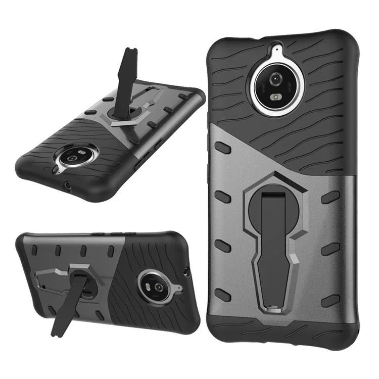 Soft TPU + Plastic Combo Detachable Phone Casing with 360-degree Rotary Kickstand for Motorola Moto G5S Plus - Black