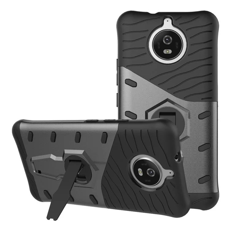 Soft TPU + Plastic Combo Detachable Phone Casing with 360-degree Rotary Kickstand for Motorola Moto G5S Plus - Black