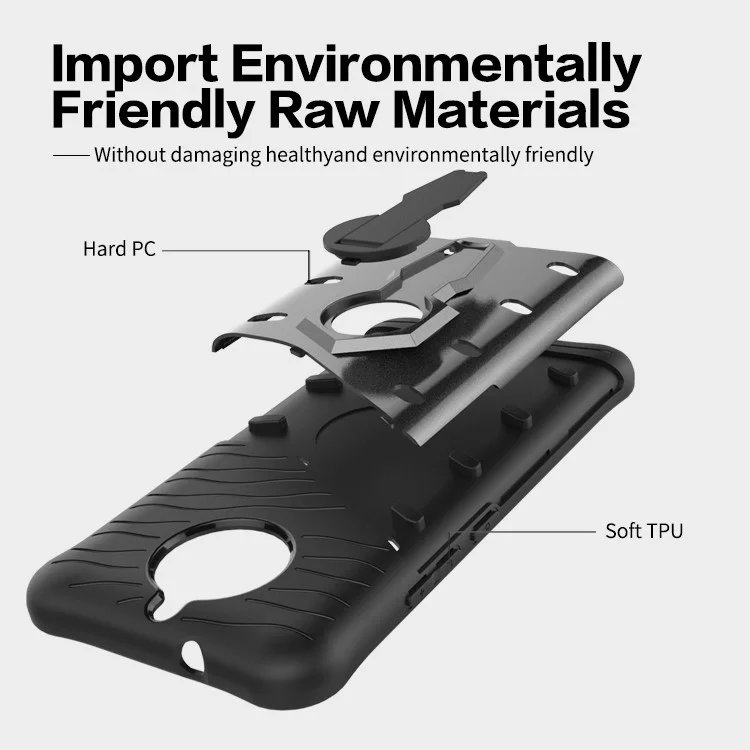 Soft TPU + Plastic Combo Detachable Phone Casing with 360-degree Rotary Kickstand for Motorola Moto G5S Plus - Black