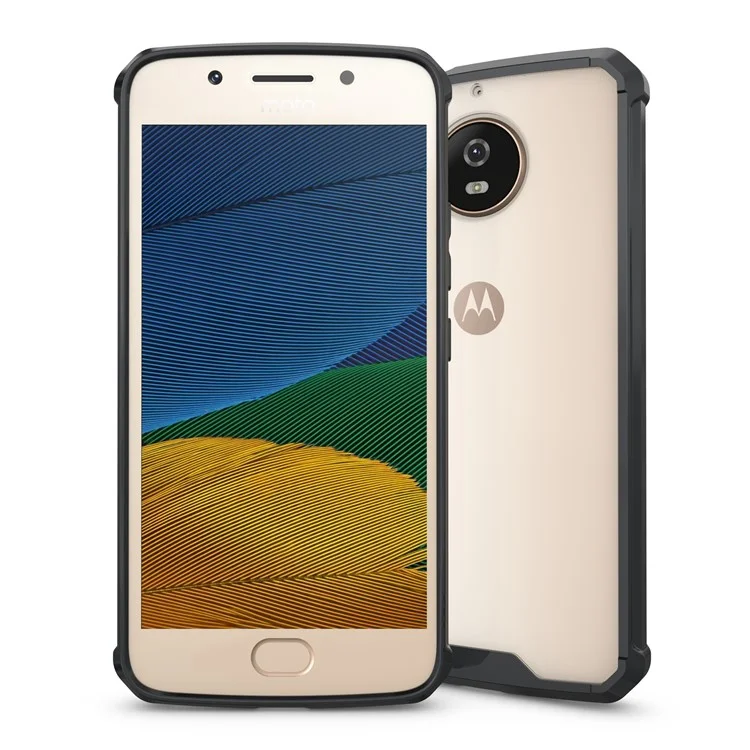 For Motorola Moto G5S Clear Acrylic + Soft TPU Hybrid Phone Case - Black