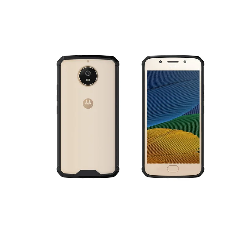 For Motorola Moto G5S Clear Acrylic + Soft TPU Hybrid Phone Case - Black