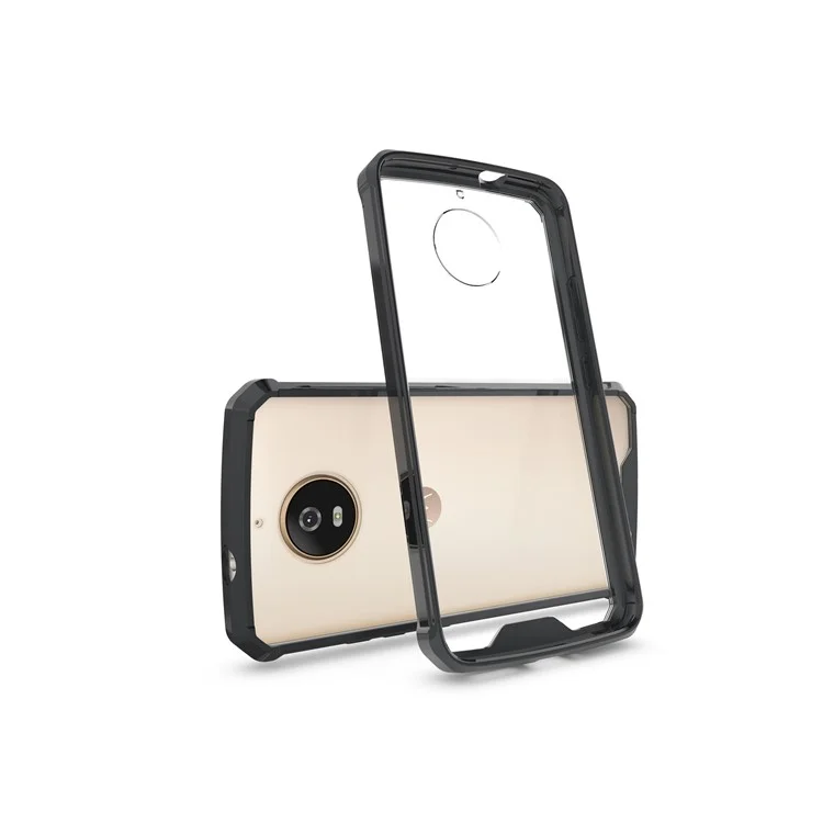 For Motorola Moto G5S Clear Acrylic + Soft TPU Hybrid Phone Case - Black