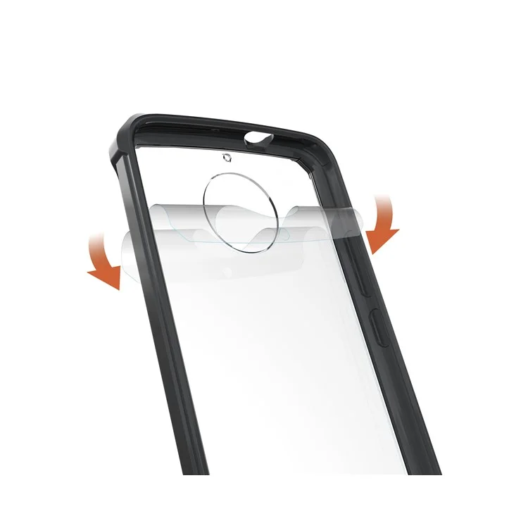 For Motorola Moto G5S Clear Acrylic + Soft TPU Hybrid Phone Case - Black
