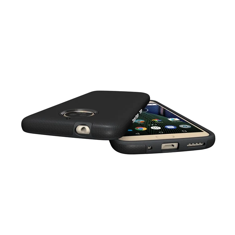 For Motorola Moto G5S Plus Anti-skid PC + TPU Hybrid Armor Case - Black