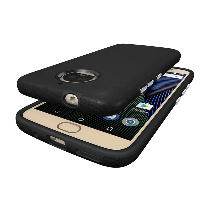For Motorola Moto G5S Plus Anti-skid PC + TPU Hybrid Armor Case - Black