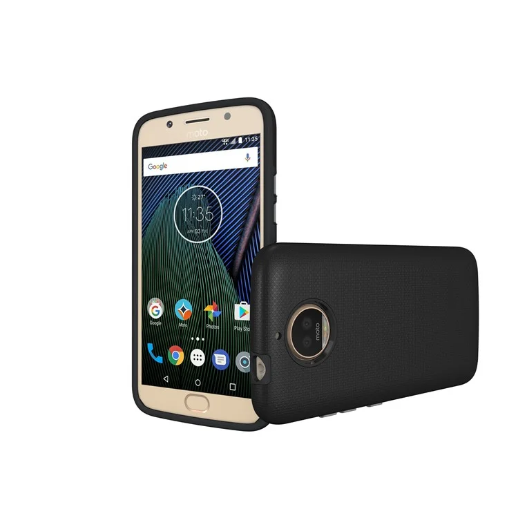 For Motorola Moto G5S Plus Anti-skid PC + TPU Hybrid Armor Case - Black