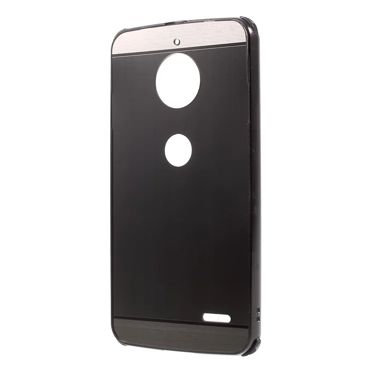 Brushed Plastic Back + Aluminum Alloy Frame Protection Cell Phone Case for Motorola Moto E4 EU Version - Black