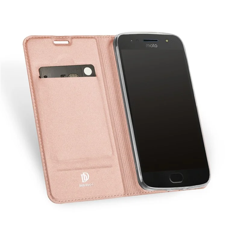 DUX DUCIS Skin Pro Series Card Holder Stand Leather Case for Motorola Moto G5S - Rose Gold