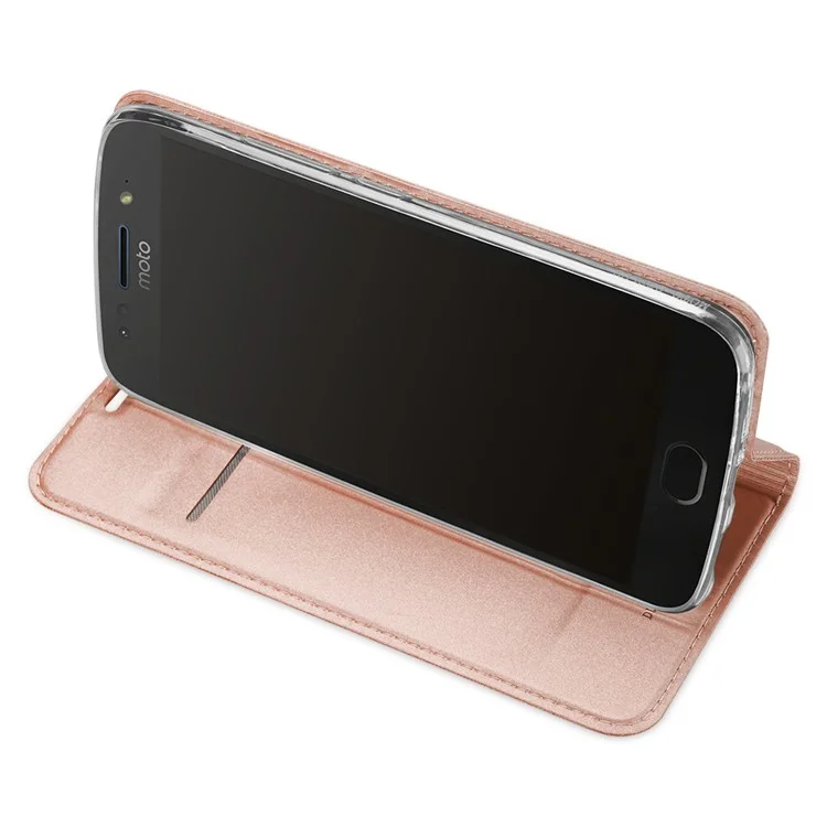 DUX DUCIS Skin Pro Series Card Holder Stand Leather Case for Motorola Moto G5S - Rose Gold