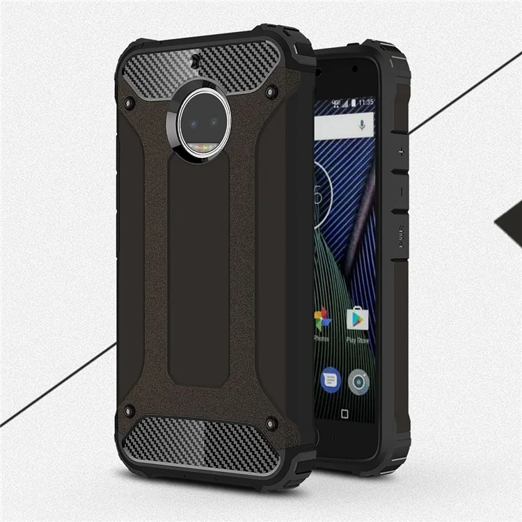 For Motorola Moto G5S Plus Armor Guard Plastic + TPU Hybrid Mobile Phone Case Accessory - Black