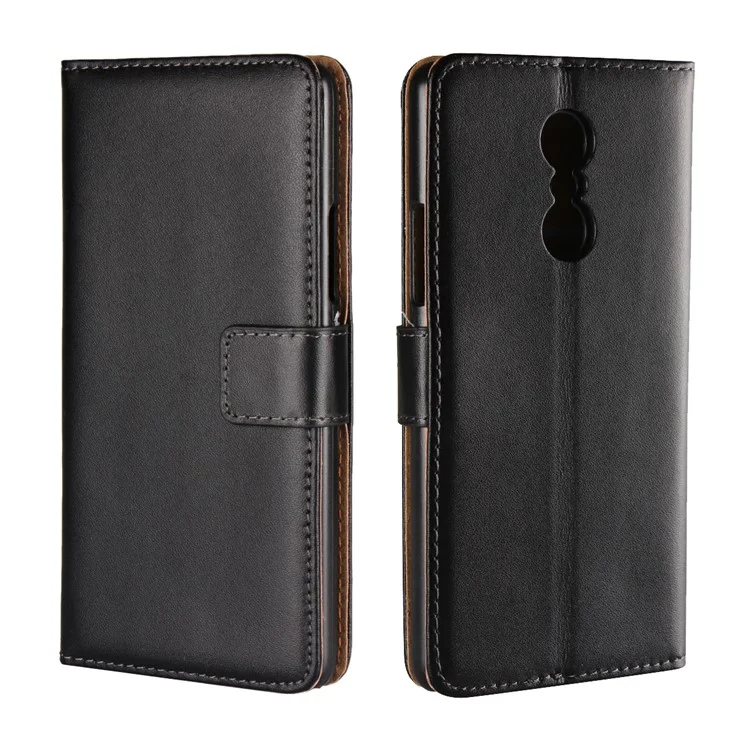 Split Leather Wallet Stand Magnetic Phone Case for Lenovo K6 Note - Black