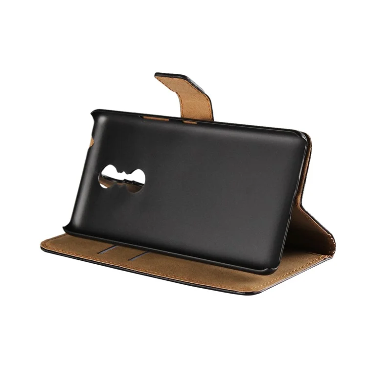 Split Leather Wallet Stand Magnetic Phone Case for Lenovo K6 Note - Black