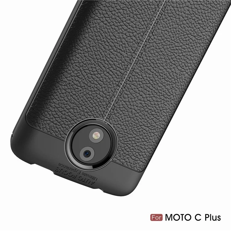 For Motorola Moto C Plus Litchi Grain Soft TPU Case Cover - Black