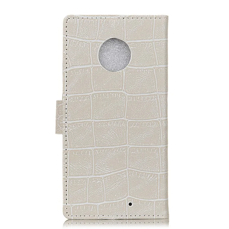 Crocodile Texture PU Leather Magnetic Stand Wallet Phone Cover for Motorola Moto X4 - White