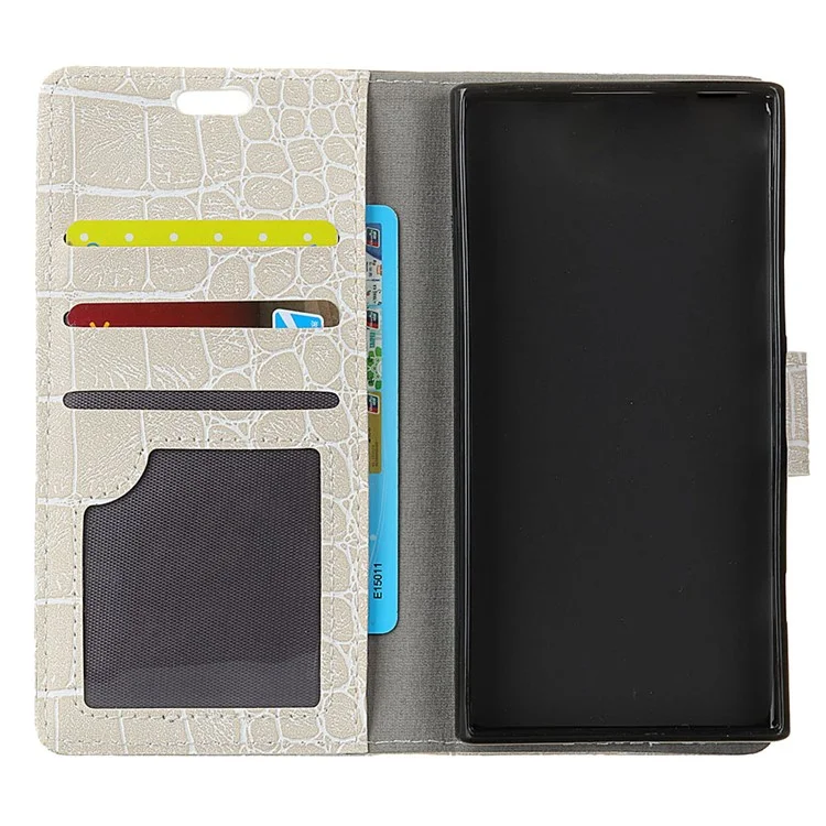 Crocodile Texture PU Leather Magnetic Stand Wallet Phone Cover for Motorola Moto X4 - White