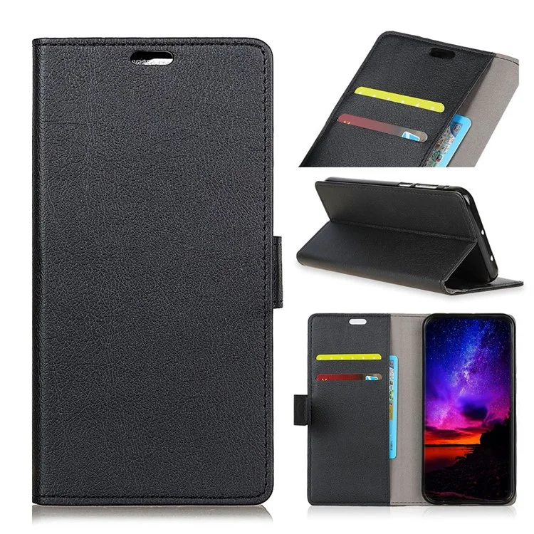 Wallet Leather Stand Cell Phone Case for Motorola Moto X4 - Black