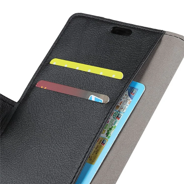 Wallet Leather Stand Cell Phone Case for Motorola Moto X4 - Black