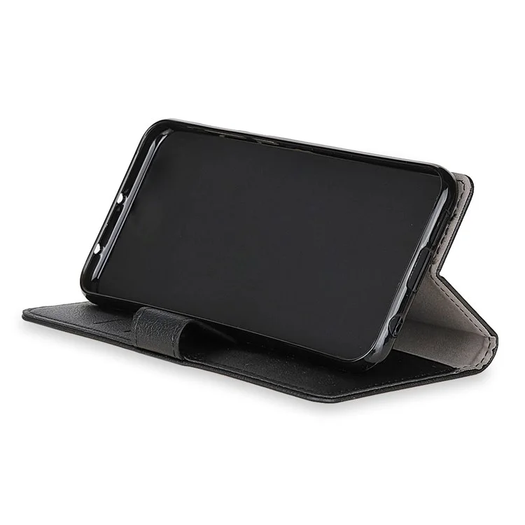 Wallet Leather Stand Cell Phone Case for Motorola Moto X4 - Black