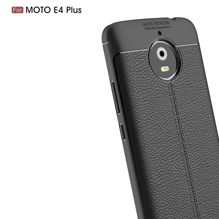 Litchi Skin PU Leather Coated TPU Back Case for Motorola Moto E4 Plus - Black