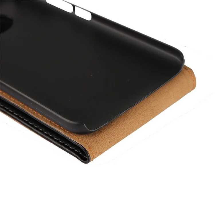 For Motorola Moto G5S Plus Vertical Flip Genuine Split Leather Case - Black