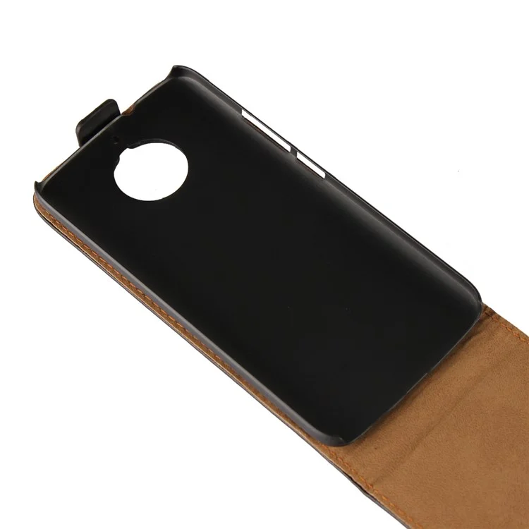 For Motorola Moto G5S Plus Vertical Flip Genuine Split Leather Case - Black