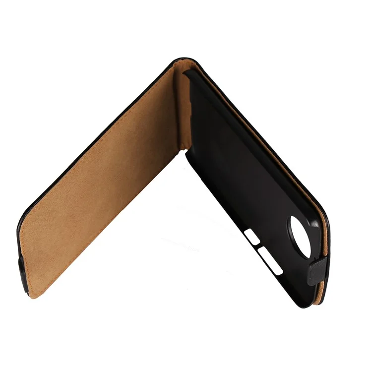 For Motorola Moto G5S Plus Vertical Flip Genuine Split Leather Case - Black