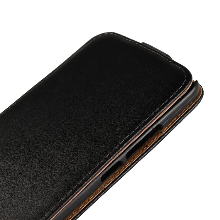 For Motorola Moto G5S Plus Vertical Flip Genuine Split Leather Case - Black