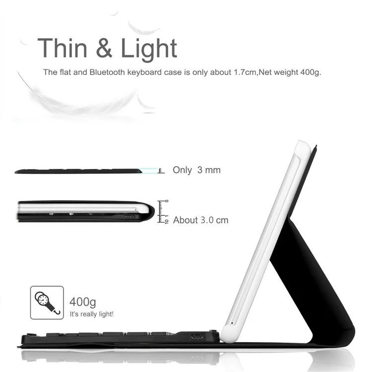 Ultra-thin PU Leather Bluetooth Keyboard Case with Stand for Lenovo Tab 4 8 Plus - Black