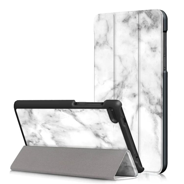 Pattern Printing Leather Tri-fold Stand Case for Lenovo Tab 7 Essential (TB-7304F/X) - Marble Pattern