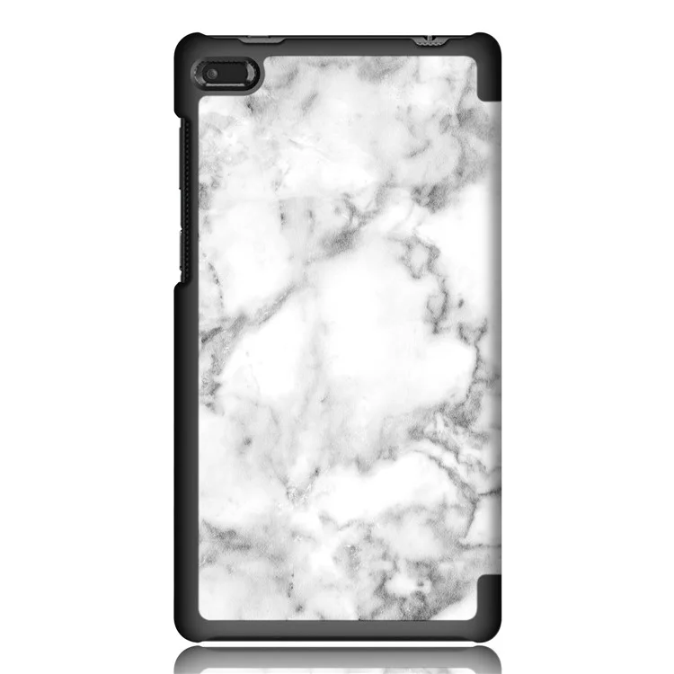 Pattern Printing Leather Tri-fold Stand Case for Lenovo Tab 7 Essential (TB-7304F/X) - Marble Pattern