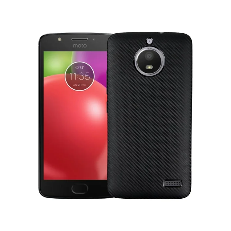 Carbon Fiber Soft TPU Cell Phone Casing for Motorola Moto E4 EU Version - Black