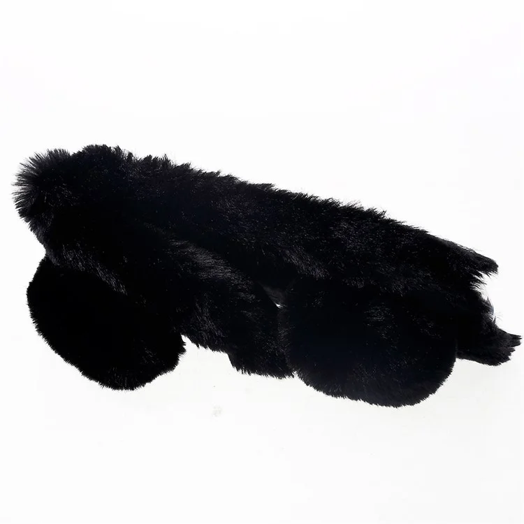 Rabbit Shape Fluffy Fur Coated Rhinestone TPU Gel Case for Motorola Moto E4 Plus (US Version) - Black