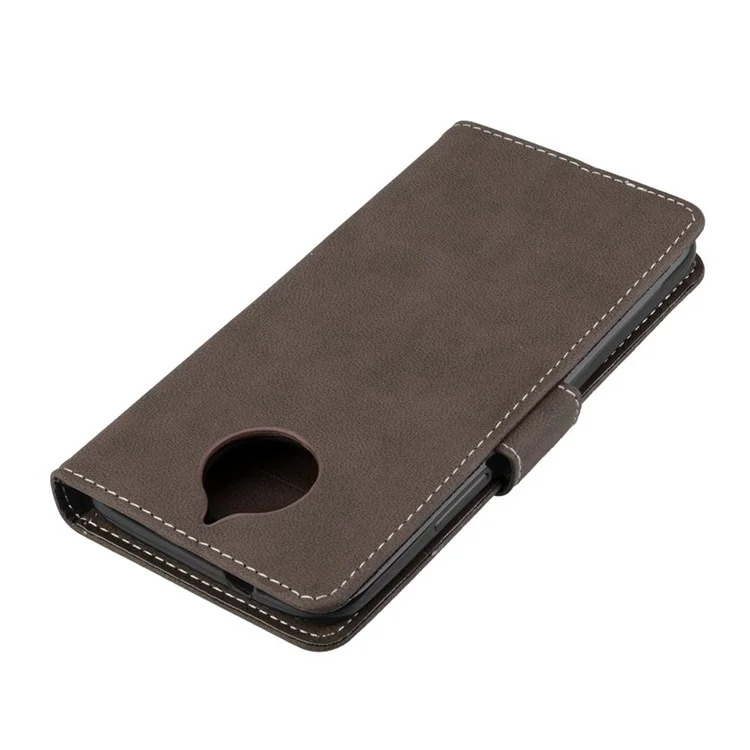 Matte Surface Leather Card Card Holder Mobile Phone Cover Shell for Motorola Moto G5S Plus - Brown