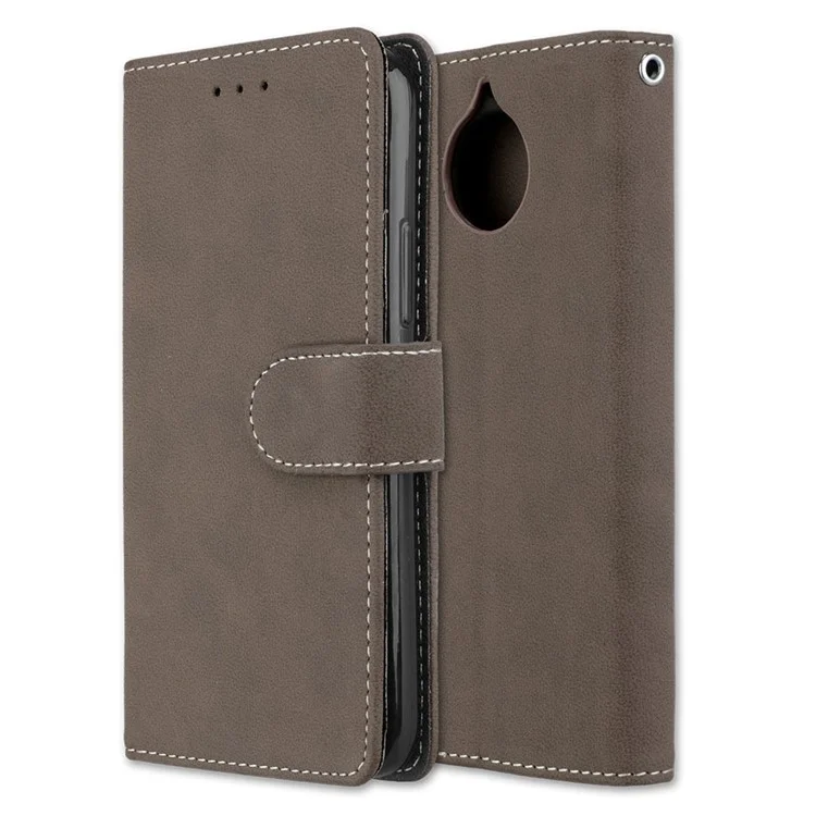 Matte Surface Leather Card Card Holder Mobile Phone Cover Shell for Motorola Moto G5S Plus - Brown