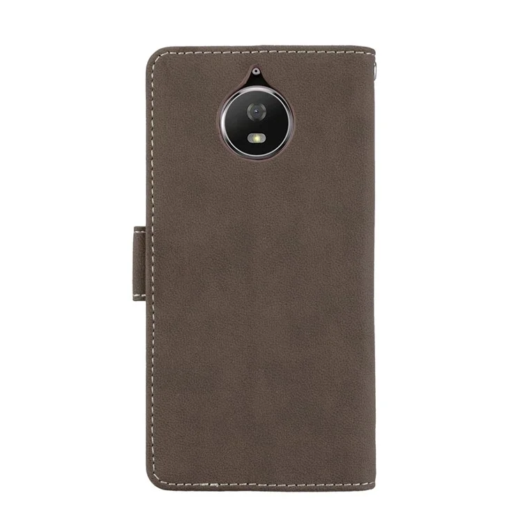 Matte Surface Leather Card Card Holder Mobile Phone Cover Shell for Motorola Moto G5S Plus - Brown