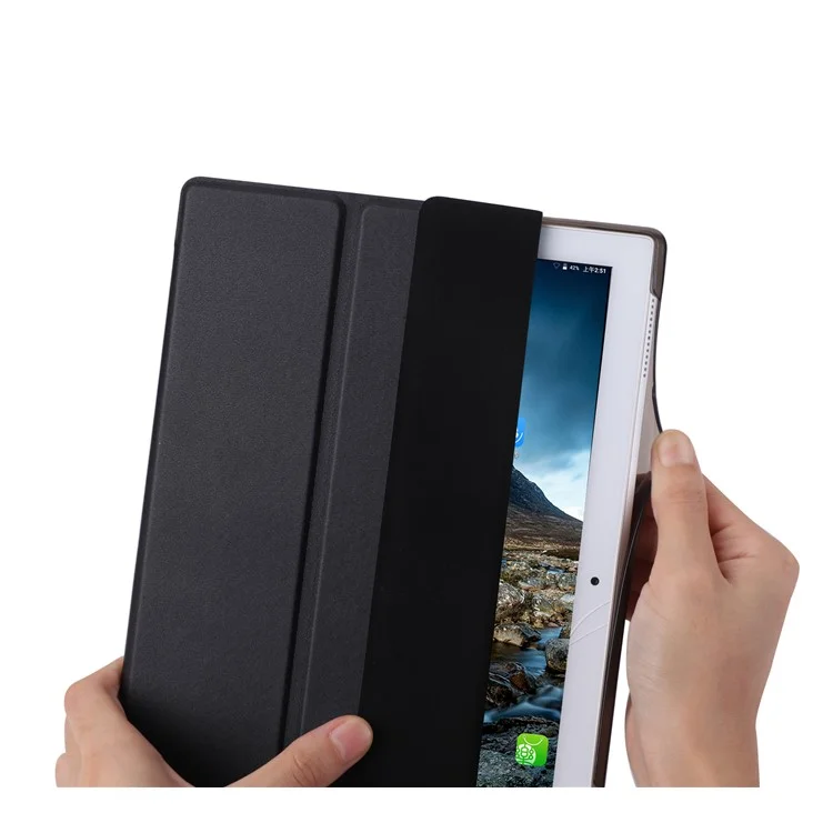 PU Leather Tri-fold Stand Tablet Case for Lenovo Tab 4 10 (TB-X304F/N) - Black