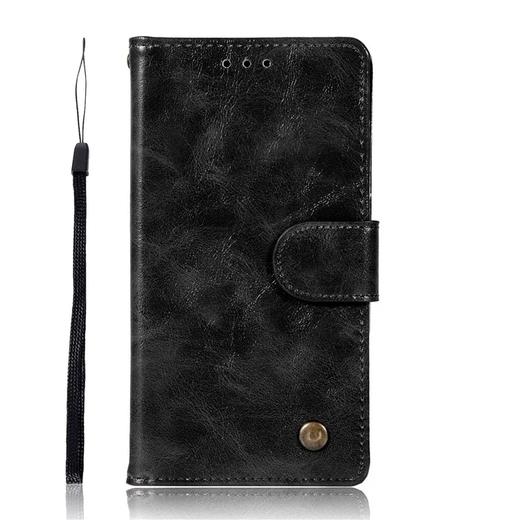 Premium Vintage Leather Wallet Case for Motorola Moto C Plus - Black