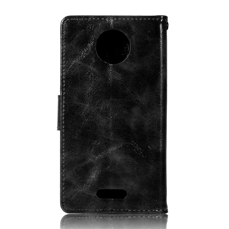 Premium Vintage Leather Wallet Case for Motorola Moto C Plus - Black