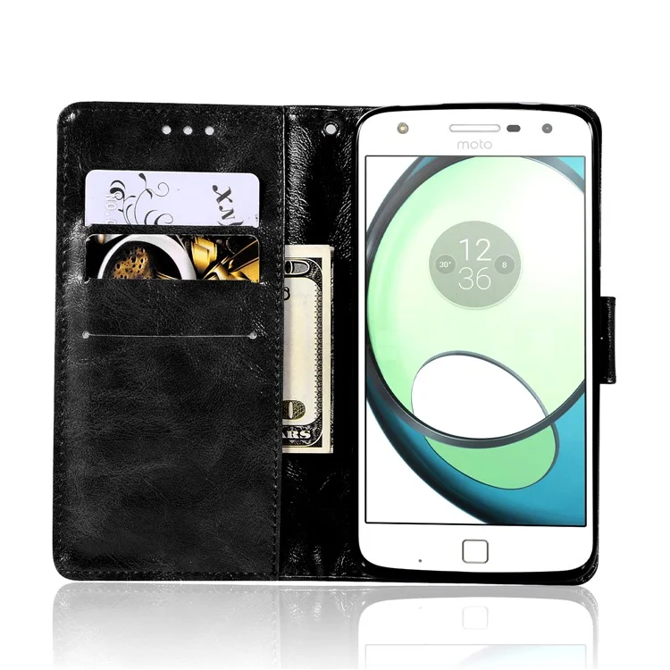 Premium Vintage Leather Wallet Case for Motorola Moto C Plus - Black