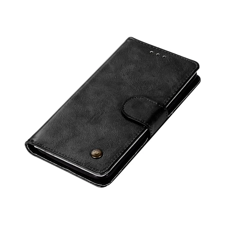 Premium Vintage Leather Wallet Case for Motorola Moto C Plus - Black